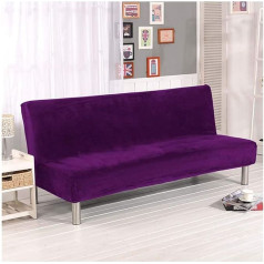 GUOCU Biezs samta elastīgs dīvāna pārvalks, vienkrāsains, bez roku balstiem, plīša audums, mīksts aizsargpārklājums, sēdeklis dīvānam, piemērots izvelkamam dīvānam bez roku balstiem, violets2, S