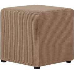 Xdks Stretch Ottoman Slipcover Taisnstūra glabāšanas taburetes pārvalks ar elastīgu pamatni, rūtains elastāna žakarda audums (Camel)