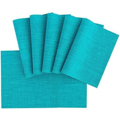 Hbaebdoo Grīdas paliktņi Grīdas paliktņi Blue Placemats Set of 6 Non-Slip, viegli tīrāms, noslaucāms Cross Weave Placemats Woven Vinyl