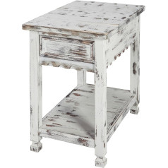 Alaterre Furniture Alaterre Rustic Cottage Chairside Table, Wood, Antique White