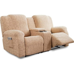 ‎Yueang YUEANG Loveseat klāja krēsls ar centrālo konsoli Dīvāna pārvalki, Stretch mēbeļu aizsardzības dīvāns Aizsargapvalks, Swing Fleece biezs, mīksts mazgājams dīvāns Loveseat Slipcovers (haki, tamborēšana)