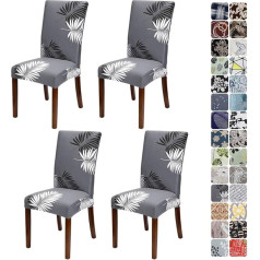 ‎Jotom JOTOM Stretchy Chair Slipcovers Fashion noņemams mīksts spandekss ēdamistabas krēslu pārvalki ēdamistabas krēslu pārvalki viesnīcas pusei kāzu ēdamistaba virtuvei (pelēka/balta lapa, iepakojums)