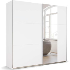 Rauch Möbel Kronach bīdāmo durvju skapis, 2 durvis, balts, ar 1 spoguli, komplektā ietilpst 2 apģērbu sliedes un 2 plaukti, 218 x 210 x 59 cm (platums x augstums x dziļums), Alpine White