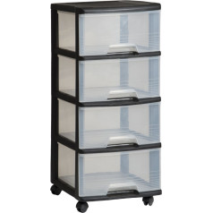 Curver Atvilktņu sistēma ar 4 atvilktnēm 20L Drawer System 37x39x80,5cm melna|caurspīdīga