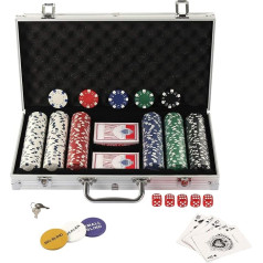 Display4top pokera futrālis 300 mikroshēmas Lāzera pokera mikroshēmas Pokers 12 grami 2 kāršu dīleri Small Blind Big Blind pogas un 5 kubi ar alumīnija korpusu