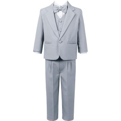 Agoky Baby Boy Gentleman Suit Bērnu svētku apģērbu komplekts 3-diegu bērnu uzvalks partija smokings kāzu svētku kristību uzvalks izmērs 74-110 cm, pelēks C