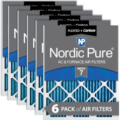 Nordic Pure MERV 7 Plus plisēti krāsns ogles filtri 20x30x1 (6 gab.)