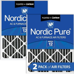 Nordic Pure 20 x 20 x 4pm12 C-2 Pleated Trousers Merv 12 Plus Carbon AC Oven Filter (2 Pack) 20