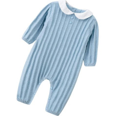 zhbotaolang Bērnu trikotāžas rotaļu kombinezons jaundzimušajam Jumpsuit - bērniem garām piedurknēm Ziemas kokvilnas pidžamas Meitenes vienkrāsains Onesies Boys Bodysuit (59-90cm)