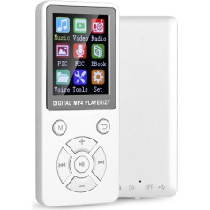 Plyisty MP3 MP4 Player 32GB with Bluetooth 4.2, Portable Music Player with 1.8 Inch Colour Display, 6-8 Hours, E-Book Support, Picture, Video, Radio, (White)