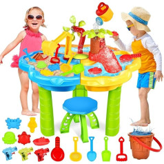 IEEILULU Sand Water Table Children's Outdoor Toy, Beach Play Table, Water Play Table, Outdoor Beach Toy Set with 33-Piece Accessory Set, Summer Water Toy, Sandpit for Toddlers from 3 Years