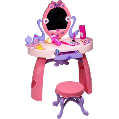 DRULINE Children's Dressing Table Dressing Table Toy Girls Dressing Head Play Table Children with Stool, Lots of Accessories, Light and Sound Beauty Studio 5 Music Pieces Pink Purple Pink