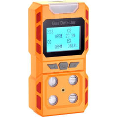 Scondaor portatīvais gāzes detektors 4-in-1, portatīvais gāzes noplūdes detektors ar digitālo LCD displeju, 4 gāzes mērītājs ar skaņas gaismas vibrācijas signālu un balss norādījumiem, uzlādējams akumulators (oranžs)