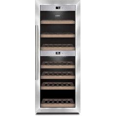 CASO WineComfort Design Wine Fridge up to 310 mm High 2 Temperature Zones 5 - 20 °C for Drinks Energy Class A, touch, Stainless steel