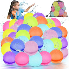 artcool 36 PCS wiederverwendbare magnetische Wasserballons, nachfüllbar schnell selbstdichtende Wasserbombe Splash Balls mit Mesh-Beutel, weiches Silikon Outdoor-Pool Spielzeug