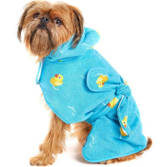 BarkBox Dog Bathrobe Towel - Lightweight, Super Cute, Quick Drying Bathrobe for Dogs - Duck (Small)