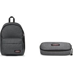 EASTPAK - OUT OF OFFICE - Kuprinė, 27 L, juodo džinsinio audinio (pilka) & OVAL Single - pieštukinė, juodo džinsinio audinio (pilka)