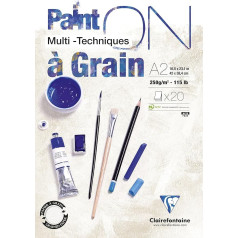 Clairefontaine 975052C PaintOn mape ar 10 lapām, 2 graudainības pakāpes, 250 g, augstas kvalitātes, 50 x 65 cm, ideāli piemērota dažādām tehnikām, 100% celulozes, balta krāsā