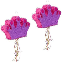 Relaxdays 2 x Pinata Crown Hanging Bērni Meitenes Dzimšanas diena Pinata Crown Purple Pink Augstums 31 x 49 x 10 cm