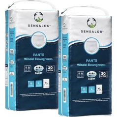 Sensalou Incontinence Nappies Pants Super - Men Women Protective Pants Size XL (60)