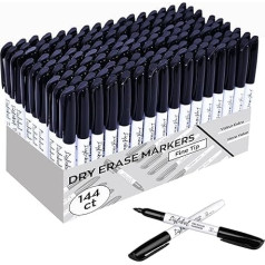 LiqInkol Dry Erase Marker mit feiner Spitze, Großpackung mit 144 Stück mit Schwarz, Whiteboard-Marker Bulk mit geringem Geruch, Bürobedarf für Schule, Büro oder Zuhause