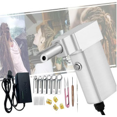 PoNPeD Dreadlock-Maschine, Tragbares Elektrisches Dreadlock-Werkzeug Für Dreads Mit 20 Häkelnadeln, 6-16mm Häkel-Rotations-Flechtmaschine Zum Selbermachen Von Dreadlocks, Flechten