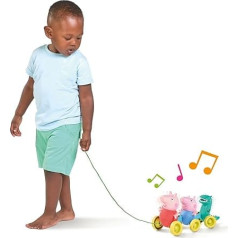 Tomy Toomies Pull Along Peppa (E73527) - Wibble Wobble Action Peppa Pig, Dinosaur Baby Pull Along Toy - rotaļlieta mazuļiem - Peppa Pig rotaļlieta ar mūziku un skaņām - Plus 18 mēnešu rotaļlieta