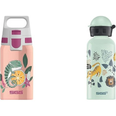 SIGG - Nerūsējošā tērauda pudele bērniem - Shield One Flora & Alumīnija pudele bērniem - KBT Jungle TZZ - Noplūdes droša - Viegla - Nesatur BPA - Sertificēta kā klimatiski neitrāla - Gaiši zaļa - 0,4L