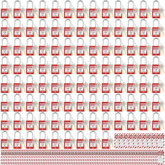 SAFBY 100 verschiedene Lockout-Schlösser mit 100 Lock-Out-Etiketten, Loto Safe Vorhängeschlösser zum Ausschließen von Stationen und Geräten