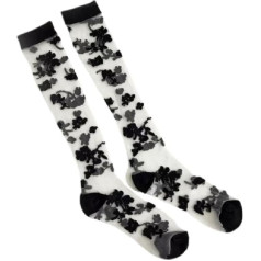 Bestickte Blumen Fischnetz dünn hoch kurz niedlich schöne Insgrams Mode hohe elastische Socken für Frauen Mädchen schwarze Beinstrümpfe