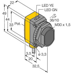 3073085 - QS30LPQPMA,Opto sensors Refleksijas atstarošanas filtrs m. Polarizācijas filtrs