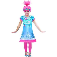 LoveLegis Size 130-5-6 Years - Costume Dress and Wig - Poppy Trolls - Little Girl - Fancy Dress - Carnival - Halloween - Cosplay - Gift Idea - Poppy - Trolls