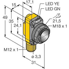 3002790 - QS18VP6RQ8-02790, optisks sensors (Empfänger)