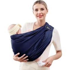 Vrbabies Baby Sling zīdīšanas pārvadātājs jaundzimušo ziedu daudzkrāsains bērnu Carrie (zils)