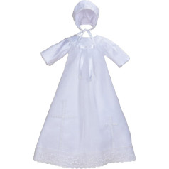 Cinda Baby long sleeve satin christening dress and long bonnet