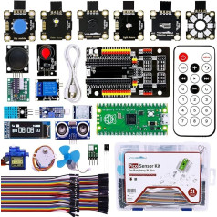 Yahboom Raspberry Pi Pico Sensor Kit Sensor Starter Project with Pico 21pcs Electronic Modules MicroPython Programming RGB Light Ring Colour Recognition Vibration Ultrasonic Module