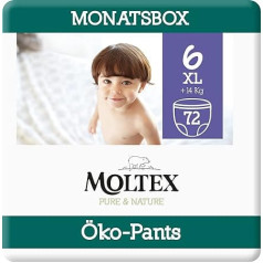 Moltex Pure & Nature Eco Pants 6 XL izmēra (+ 14 kg) mēneša kaste - 72 bioloģiskās autiņbiksītes