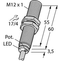 Turck Kapacitātes sensors BC3-M12-RP6X 2601103 bündig PNP, Ø x L 12mm x 63.5mm