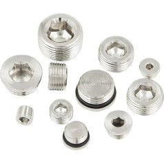 10 Stück/Los M5 1/8 1/4 1/4 3/8 1/2 1/2 3/4 Kupfer Innensechseckstecker mit Dichtungsring Stecker Eisenstopfen Endkappe für pneimatischen Stecker (Farbe: Dichtung 3 4)