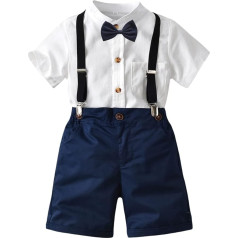 Geagodelia Baby Boys Clothing Set Short Sleeve Shirt Summer T-Shirt Top Braces Shorts Baby Clothing Set Summer Baby Gentleman Suit Suit for Christening Wedding