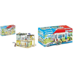 PLAYMOBIL City Life 71327 Lielā skola ar kustīgu tāfeli, no 5 gadiem & City Life 71329 Skolas autobuss, liels skolas autobuss ar bīdāmām durvīm