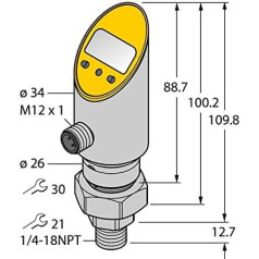 6832832-PS040V-503-LI2UPN8X-H1141,Drucksensor (verdrehbar) pnp/npn