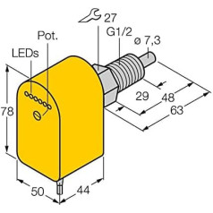 Turck Eintauchsensor FCS-GL1/2A4P-VRX/24VDC 5M 6870203 Darbības diapazons (Bereich): 19,2-28,8 V/DC