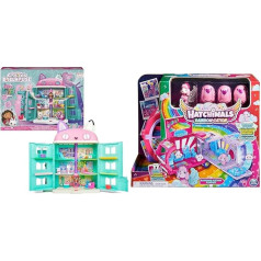 Gabby's Dollhouse, daugiau nei 60 cm dydžio Purrfect lėlių namelis su Gabby ir Panda Paw figūrėlėmis ir Hatchimals Rainbowcation Camper, Motorhome žaidimų rinkinys su 6 CollEGGtibles figūrėlėmis ir priedais