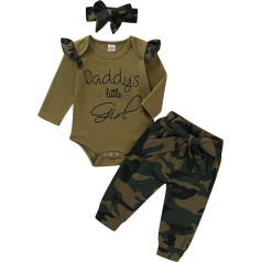 2-Piece Clothing Set for Infants, Toddlers, Baby Boys and Girls, T-Shirt with Lettering and Camo Trousers -