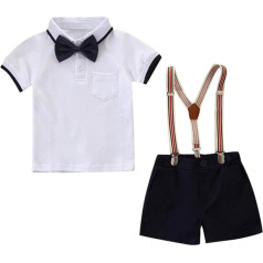 Zēnu uzvalks Svētku Ziemassvētku apģērbs Bērnu zēns toddler Kids Bērnu zēnu zēnu apģērbs apģērbs Bow Tie krekliņš + šorti Džentlmenis puse uzvalks bērnu uzvalks zēns 18 mēneši Baby 56 komplekts