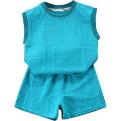 GUSUTZX Vasaras Kids Vest Set Boys bez piedurknēm vasaras apģērbs Big Kids stila vaļēju versiju bērnu apģērbu Baby Boys apģērbs īsām piedurknēm Top bērnu apģērbs