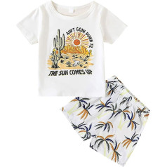 GUSUTZX Toddler Boy Landscape Print Summer Short Sleeve Shirt Top Shorts 2 gabalu komplekts Baby Boy Outfits bikses Gentleman apģērbu komplekts