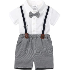 GUSUTZX Kids zīdaiņu toddler bērnu zēni Bow Tie džentlmenis krekls pleds šorti Outfids 2 PIECES komplekts apģērbu bērnu zēni jaundzimušo T-krekls Top bikses bērnu komplekts