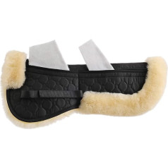 Merauno Lammfell polsterējuma spilventiņš Korrektur Pad Korrektur Half Saddle Pad Gesteppte Baumwolle 4 Taschen mit Memory-Foam-Einsätze (Natur Lammfell + Schwarz Gesteppte Baumwolle)